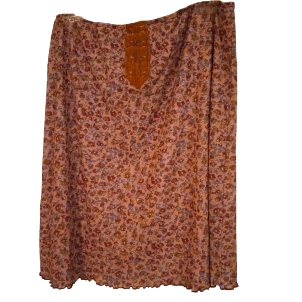 BoHo Floral Skirt Xhilaration Pull On Lined Mix Fabric Romantic Hippie Vibes XL